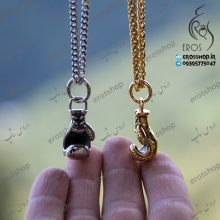 Chain Necklace with Sports Pendant Design of Boxing Gloves